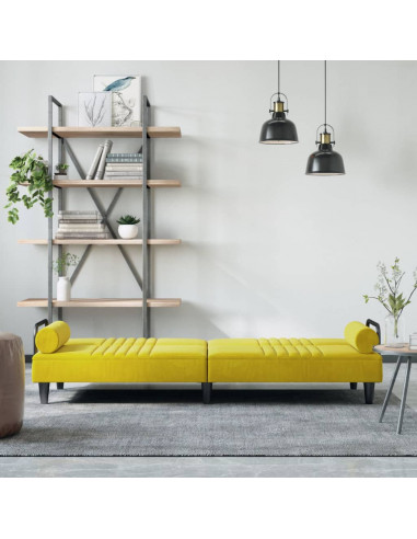 Divano Letto con Braccioli Giallo in Velluto