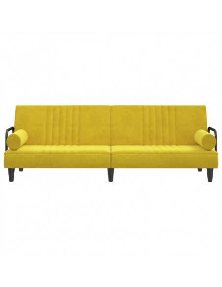 Divano Letto con Braccioli Giallo in Velluto
