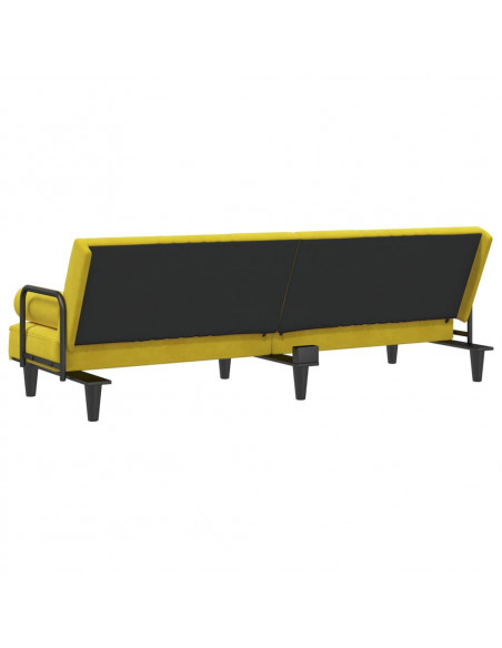 Divano Letto con Braccioli Giallo in Velluto