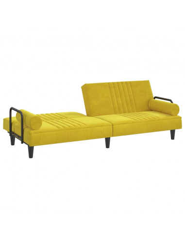 Divano Letto con Braccioli Giallo in Velluto