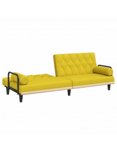 Divano Letto con Braccioli Giallo Chiaro in Tessuto
