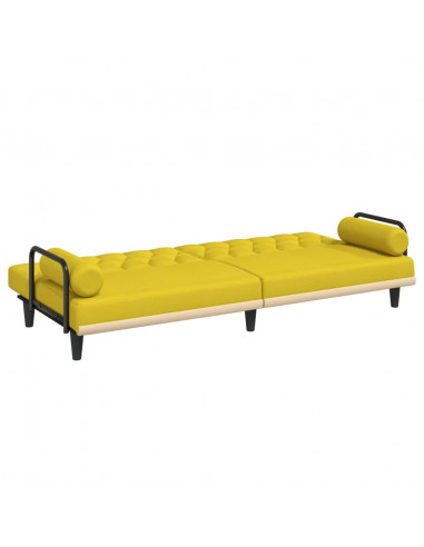 Divano Letto con Braccioli Giallo Chiaro in Tessuto