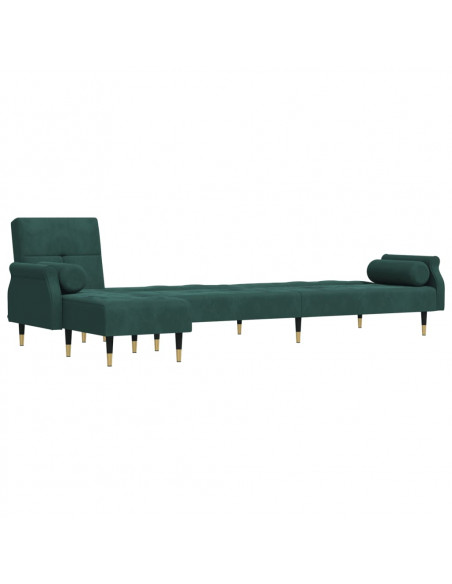 Divano Letto a L Verde Scuro 271x140x70 cm in Velluto