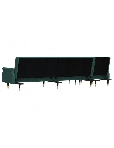 Divano Letto a L Verde Scuro 271x140x70 cm in Velluto