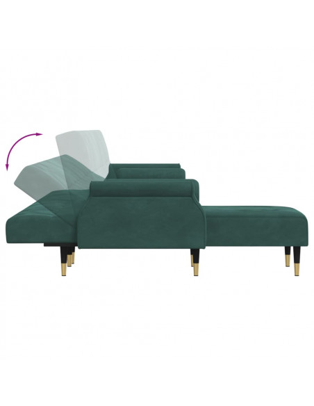 Divano Letto a L Verde Scuro 271x140x70 cm in Velluto