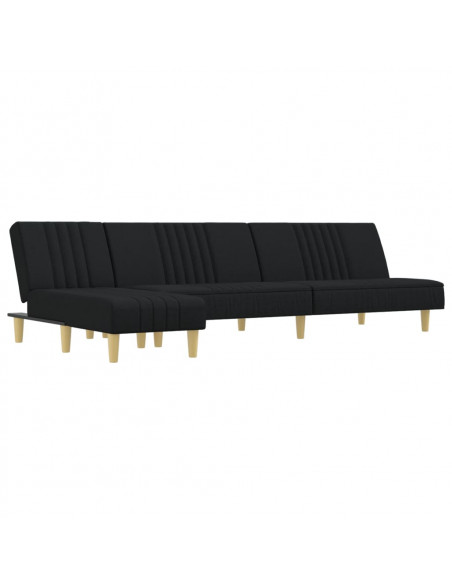 Divano Letto a L Nero 255x140x70 cm in Tessuto