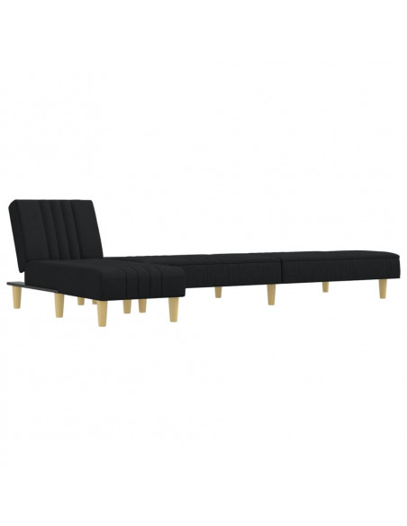 Divano Letto a L Nero 255x140x70 cm in Tessuto