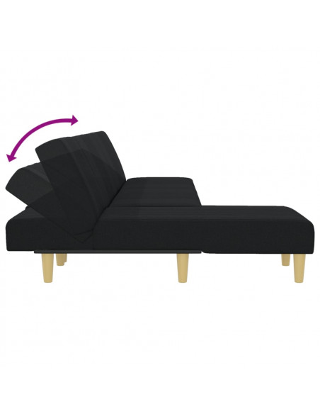 Divano Letto a L Nero 255x140x70 cm in Tessuto