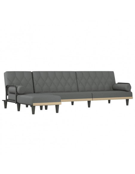 Divano Letto a L Grigio Scuro 260x140x70 cm in Tessuto