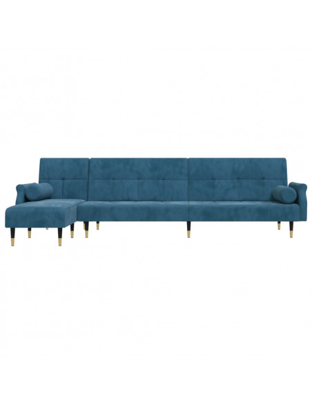 Divano Letto a L Blu 271x140x70 cm in Velluto