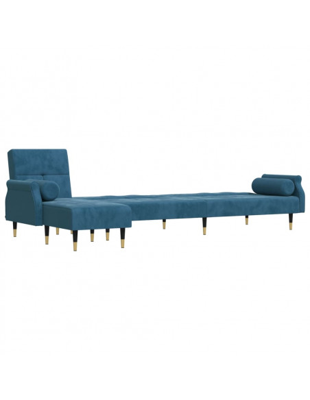 Divano Letto a L Blu 271x140x70 cm in Velluto