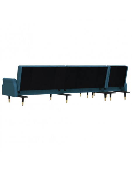 Divano Letto a L Blu 271x140x70 cm in Velluto