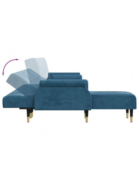 Divano Letto a L Blu 271x140x70 cm in Velluto