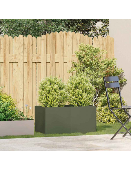 Fioriera Verde Oliva 80x40x40 cm in Acciaio Laminato a Freddo