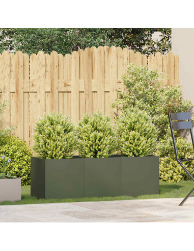 Fioriera Verde Oliva 120x40x40 cm in Acciaio Laminato a Freddo