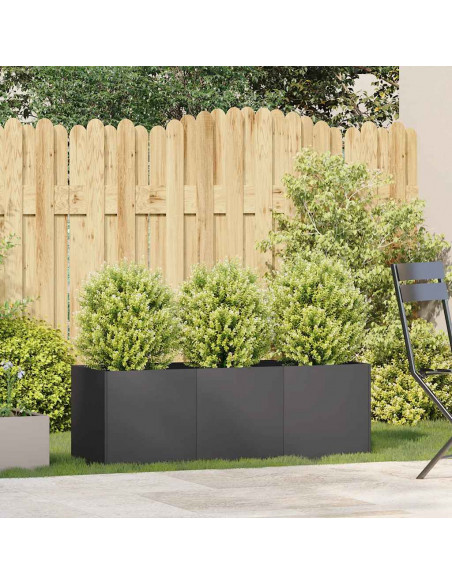 Fioriera Nera 120x40x40 cm in Acciaio Laminato a Freddo