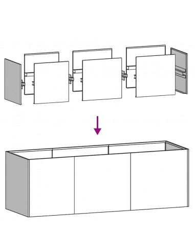 Fioriera Nera 120x40x40 cm in Acciaio Laminato a Freddo