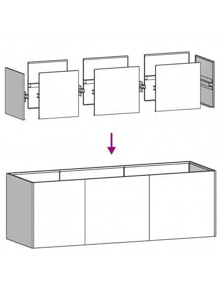 Fioriera Nera 120x40x40 cm in Acciaio Laminato a Freddo