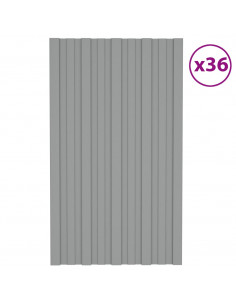 Pannelli da Tetto 36 pz in Acciaio Zincato Grigio 80x45 cm