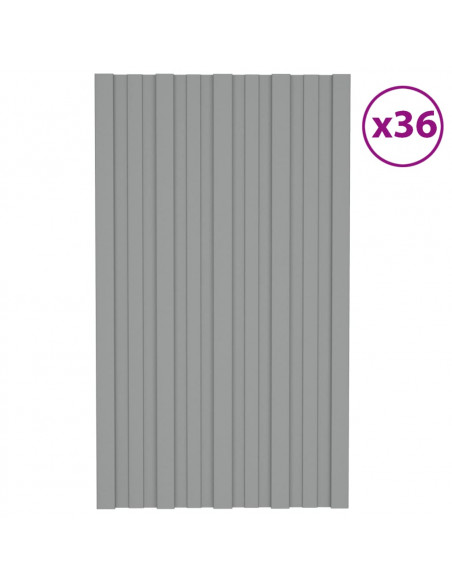 Pannelli da Tetto 36 pz in Acciaio Zincato Grigio 80x45 cm