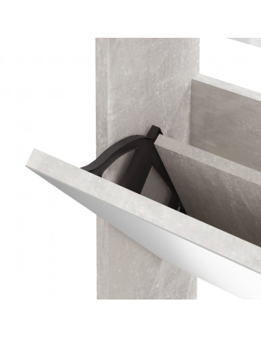 Scarpiera con Specchio a 3 Livelli Grigio cemento 63x17x102,5cm