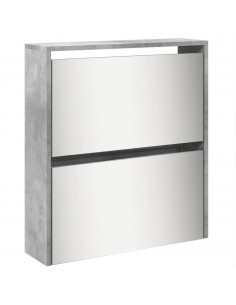 Scarpiera con Specchio a 5 Livelli Grigio Cemento 63x17x169,5cm