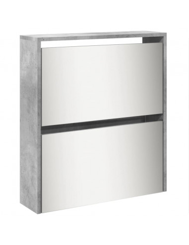 Scarpiera con Specchio a 5 Livelli Grigio Cemento 63x17x169,5cm