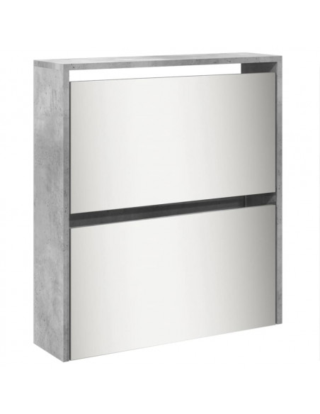 Scarpiera con Specchio a 5 Livelli Grigio Cemento 63x17x169,5cm