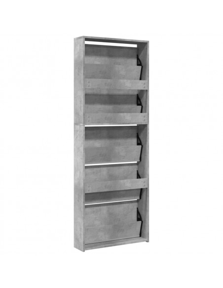 Scarpiera con Specchio a 5 Livelli Grigio Cemento 63x17x169,5cm