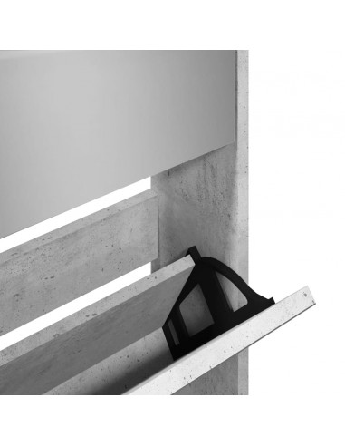 Scarpiera con Specchio a 5 Livelli Grigio Cemento 63x17x169,5cm