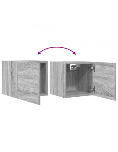Armadietti TV Montati a Parete 2pz Grigio Sonoma 30,5x30x30 cm