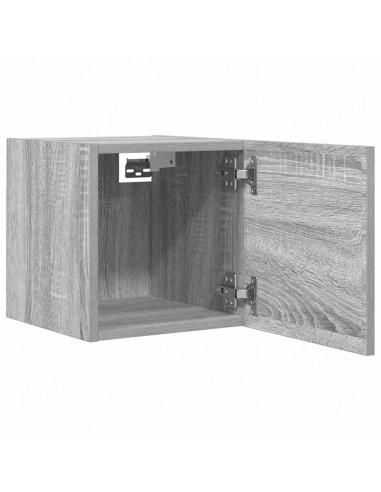 Armadietti TV Montati a Parete 2pz Grigio Sonoma 30,5x30x30 cm