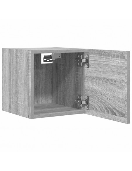 Armadietti TV Montati a Parete 2pz Grigio Sonoma 30,5x30x30 cm
