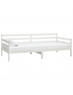 Divano Letto con Materasso 90x200 cm Bianco in Legno di Pino 2