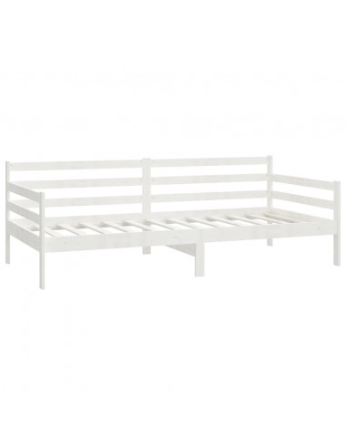 Divano Letto con Materasso 90x200 cm Bianco in Legno di Pino