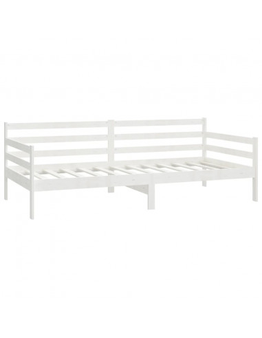 Divano Letto con Materasso 90x200 cm Bianco in Legno di Pino