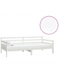 Divano Letto con Materasso 90x200 cm Bianco in Legno di Pino