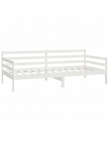 Divano Letto con Materasso 90x200 cm Bianco in Legno di Pino
