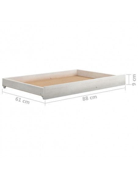 Divano Letto con Cassetti 90x200 cm Bianco in Massello di Pino
