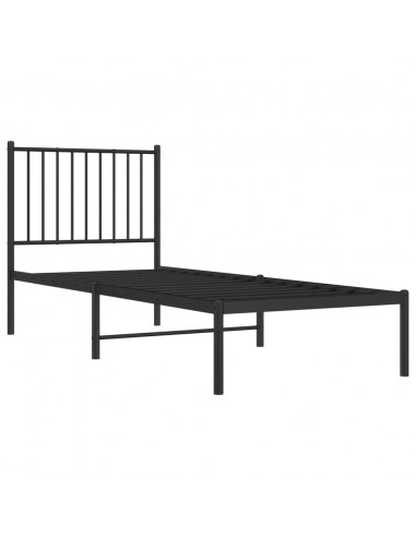 Giroletto con Testiera in Metallo Nero 75x190 cm