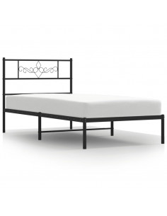 Giroletto con Testiera in Metallo Nero 90x200 cm