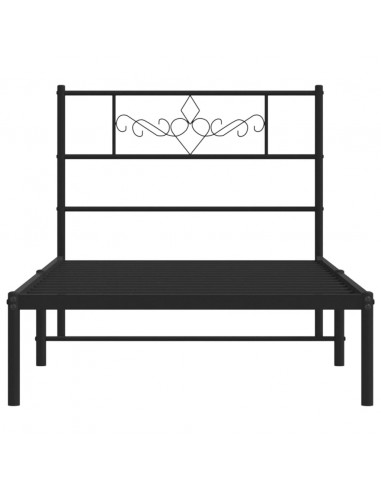 Giroletto con Testiera in Metallo Nero 90x200 cm