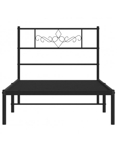 Giroletto con Testiera in Metallo Nero 90x200 cm
