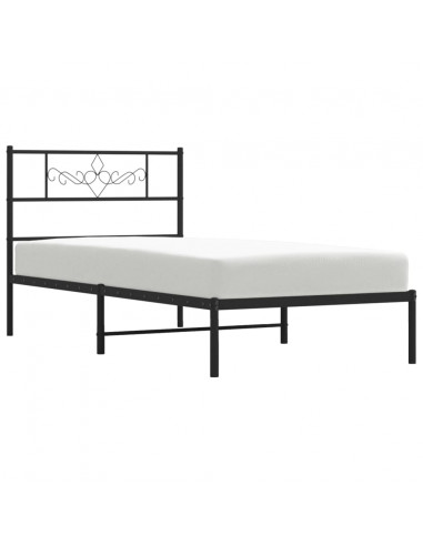 Giroletto con Testiera in Metallo Nero 80x200 cm