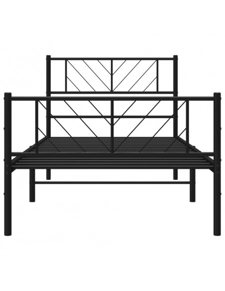 Giroletto con Testiera e Pediera Metallo Nero 100x200 cm