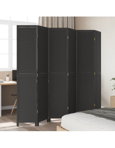 Divisorio Ambienti 6 Pannelli Nero Legno Massello di Paulownia
