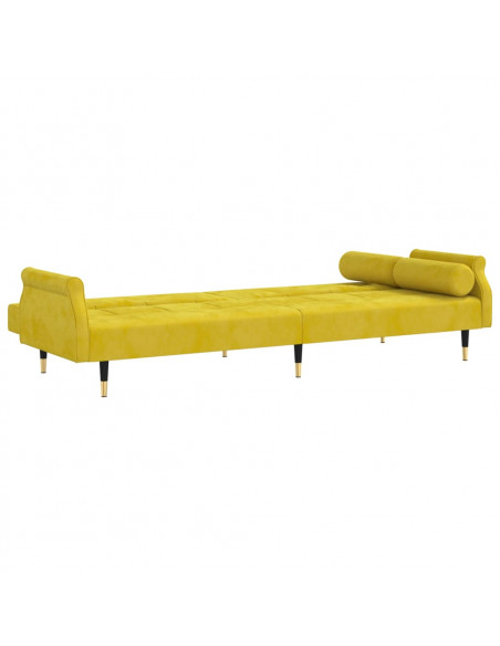 Divano Letto con Cuscini Giallo in Velluto