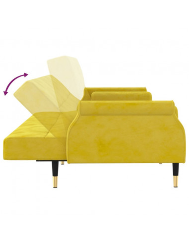 Divano Letto con Cuscini Giallo in Velluto