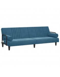 Divano Letto con Braccioli Blu in Velluto