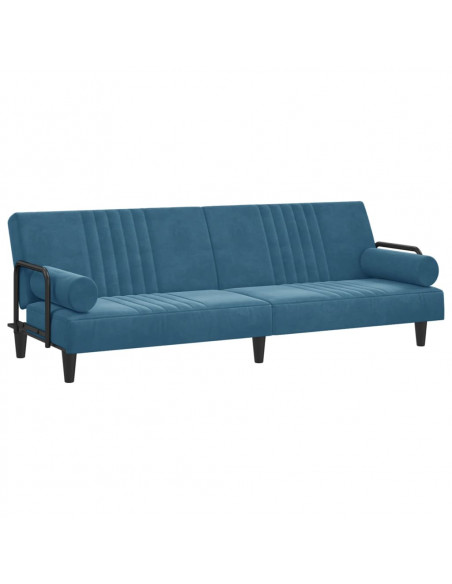 Divano Letto con Braccioli Blu in Velluto